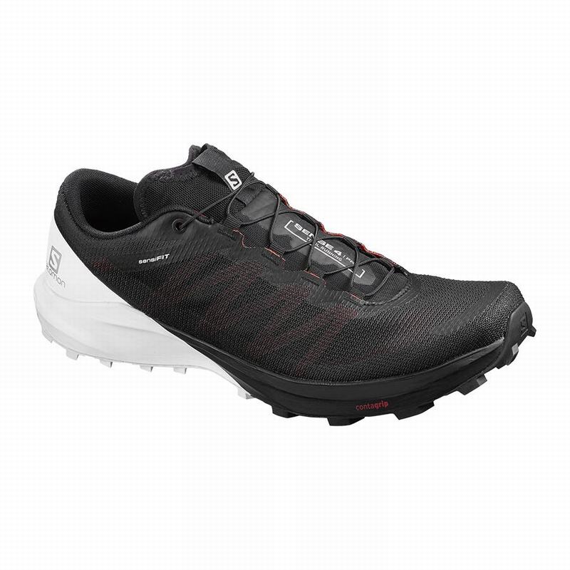 Salomon Singapore Mens Trail Running Shoes - SENSE PRO 4 Black/White | 25469-RDPE